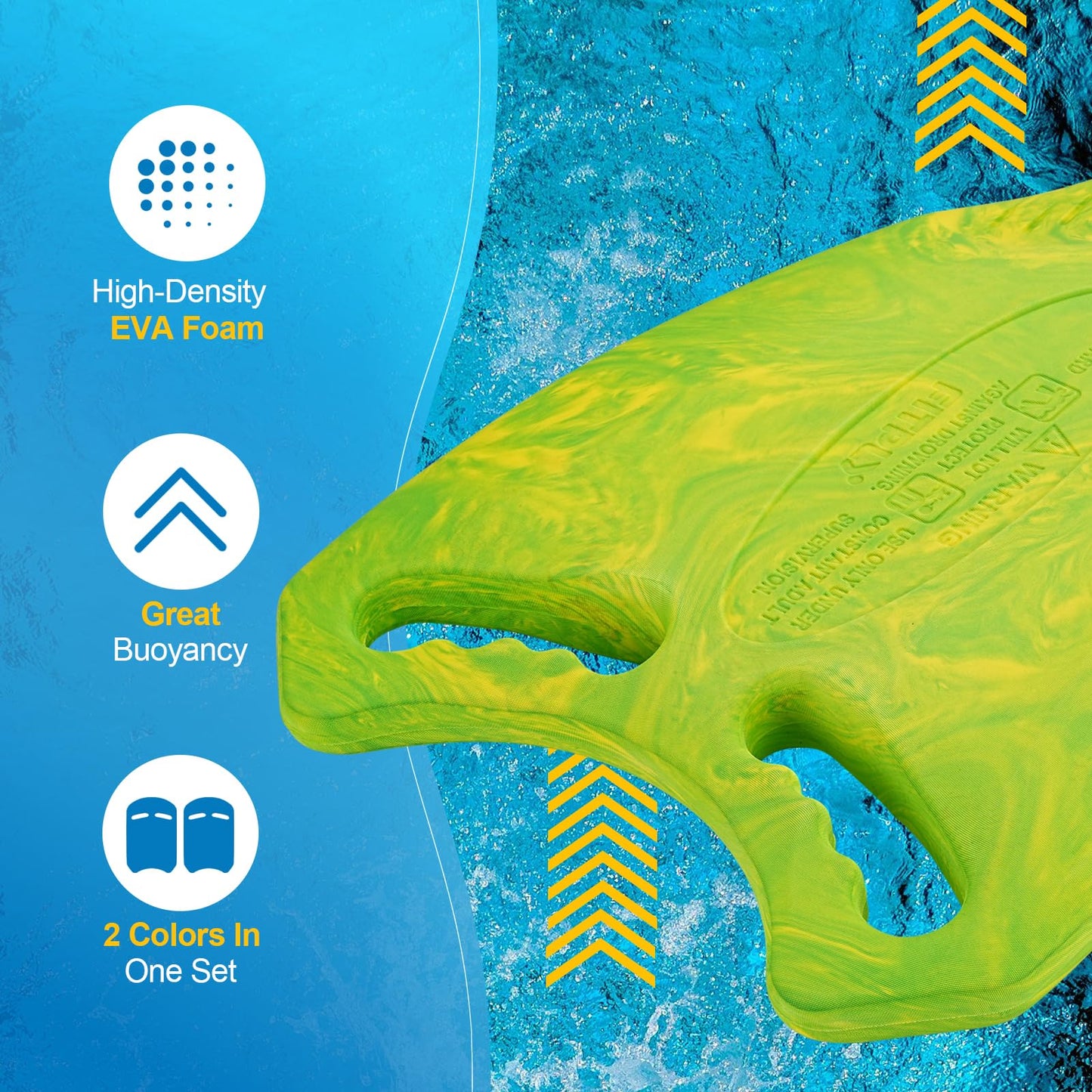 Fitply 2PCS Kick Board Swim for Adult & Kid - High Buoyancy Safety Swimming Kickboard | Swim Training Aid for Pool & Open Water | Kickboard Adult Swimming Training | EVA Material, BPA Free