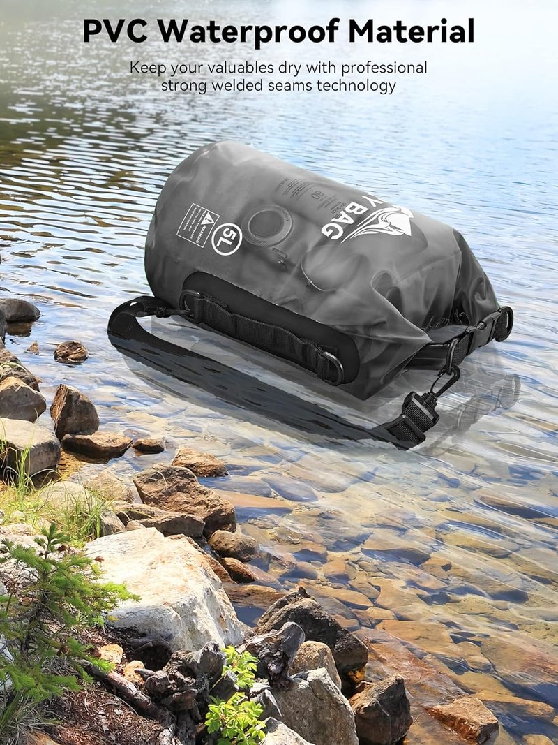 Waterproof Dry Bag - Lightweight Roll Top Storage Backpack for Travel | 5L/10L/20L/30L/40L Sizes, Includes Phone Case