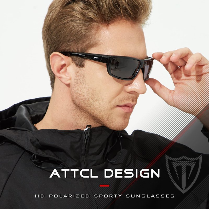 ATTCL Bundles Sports Polarized Sunglasses For Men Women Cycling Driving Fishing: (5001-black)+(1124-black)