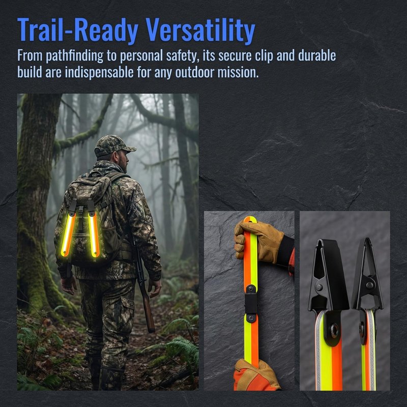 Little World 48-Pack High Visibility Reflective Trail Markers - 4" Fluorescent Orange Clips for Hunting, Hiking & Outdoor Navigation