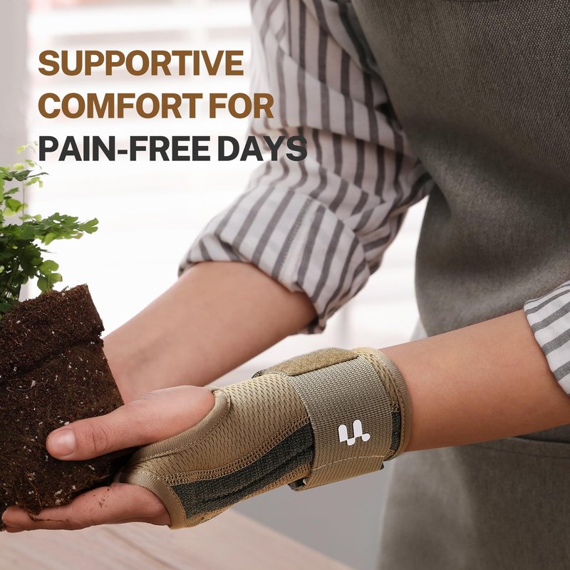 Fitomo Carpal Tunnel Wrist Brace For Work With Splint and Palm Cushion, Wrist Pain Relief Support for Men and Women, Ideal for Carpal Tunnel, Tendinitis, Arthritis (Right Hand, L/XL)