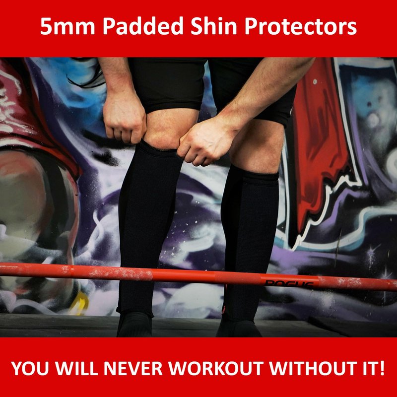 Bear Grips Deadlift Shin Guards - Gym Equipment Rope Climbing Shin Guard for Men and Women - Injury Prevention Calf Support Shin Guard Sleeves for Ultimate Shin Protection (Stealth Black, Large)