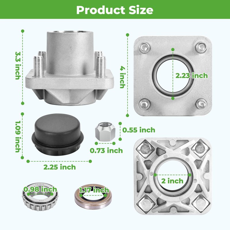10L0L Golf Cart Front Wheel Hub Assembly with Hub Bearing/Oil Seal/Dust Cover for EZGO PDS&TXT/Medalist Gas & Electric 2001.5-2013,Replace OEM# 70895G01,L44643(Pack of 2)