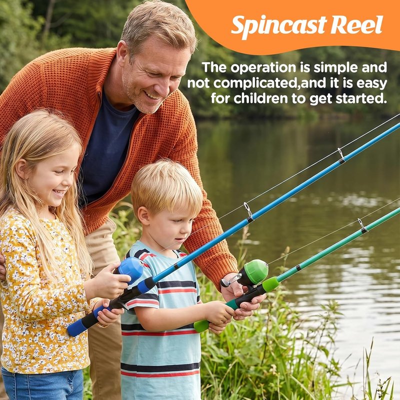Kids Fishing Rod Reel Combo - 4.92FT/5.9FT Telescopic Fishing Pole with Spincast Reel & Accessories | Ultralight Starter Kit for Boys & Girls