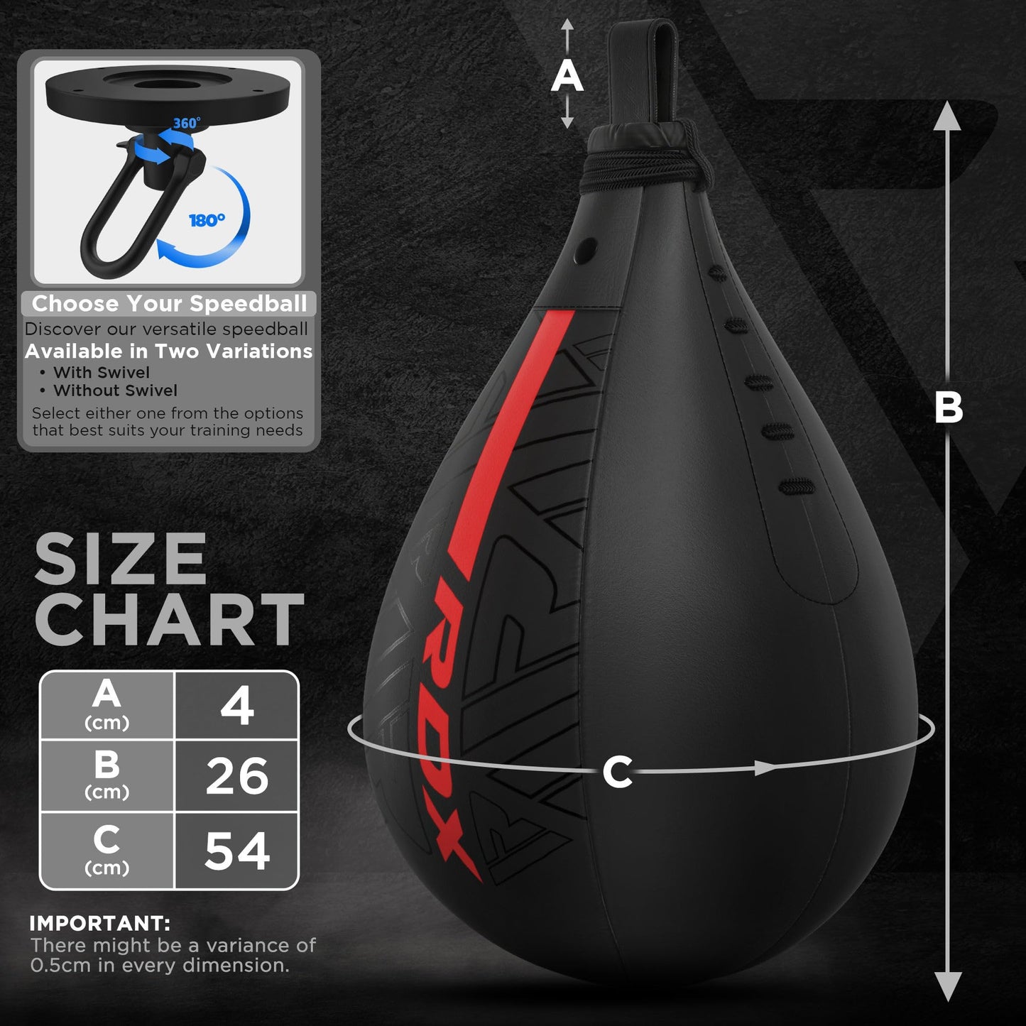 RDX Speed Bag Boxing Ball, Maya Hide Leather Dodge Striking Target with Additional Bladder, MMA Muay Thai Punching Workout Kicking Martial Arts Training Home Gym Exercise Speedball