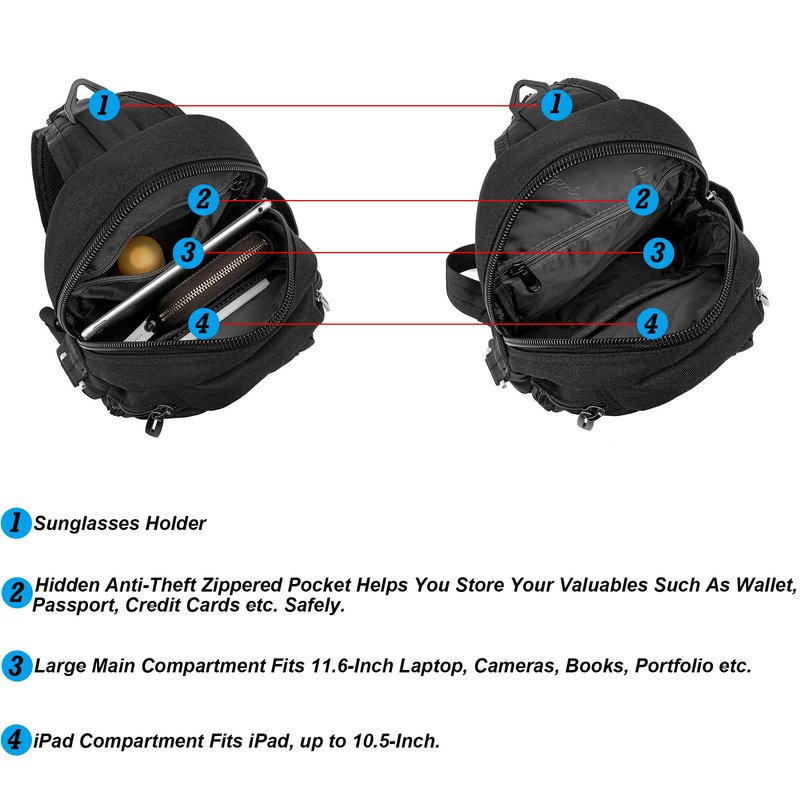 NICGID Sling Bags, Chest Shoulder Backpack Crossbody Bag One Strap Daypacks Outdoor Travel for Men Women (Blue green-010)