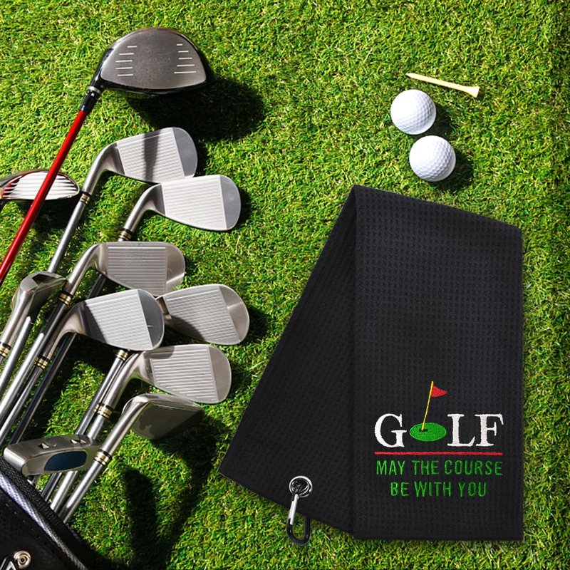 Hafhue Golf May The Course Be with You Embroidered Towel, Golf Gifts for Him or Her, Retirement Gifts for Dad, Golfs Accessory for Golfs Bags, Funny Golf Gifts for Men on National Golf Day