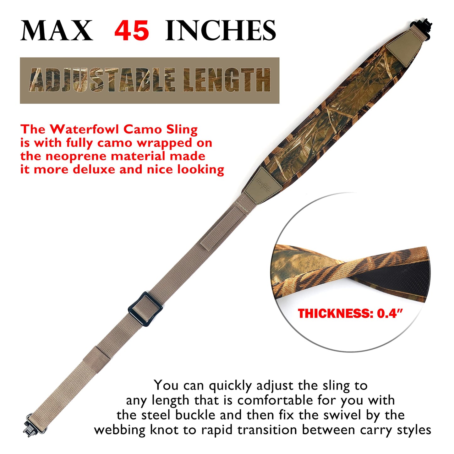 HUNTPAL 2 Point Gun Sling with Swivels, Fit for Crossbow, Rifle & Shotgun