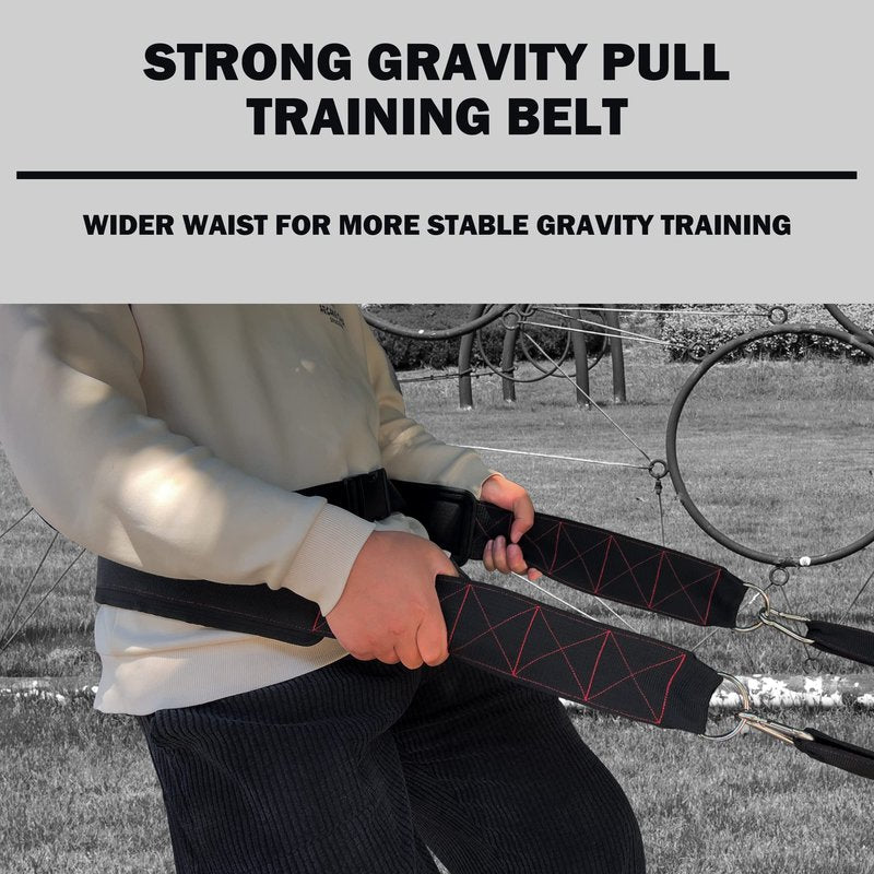WOOTMIN Pull-Up Dip Belt for Strength Training - Weight Belt with Strap (Red Line)