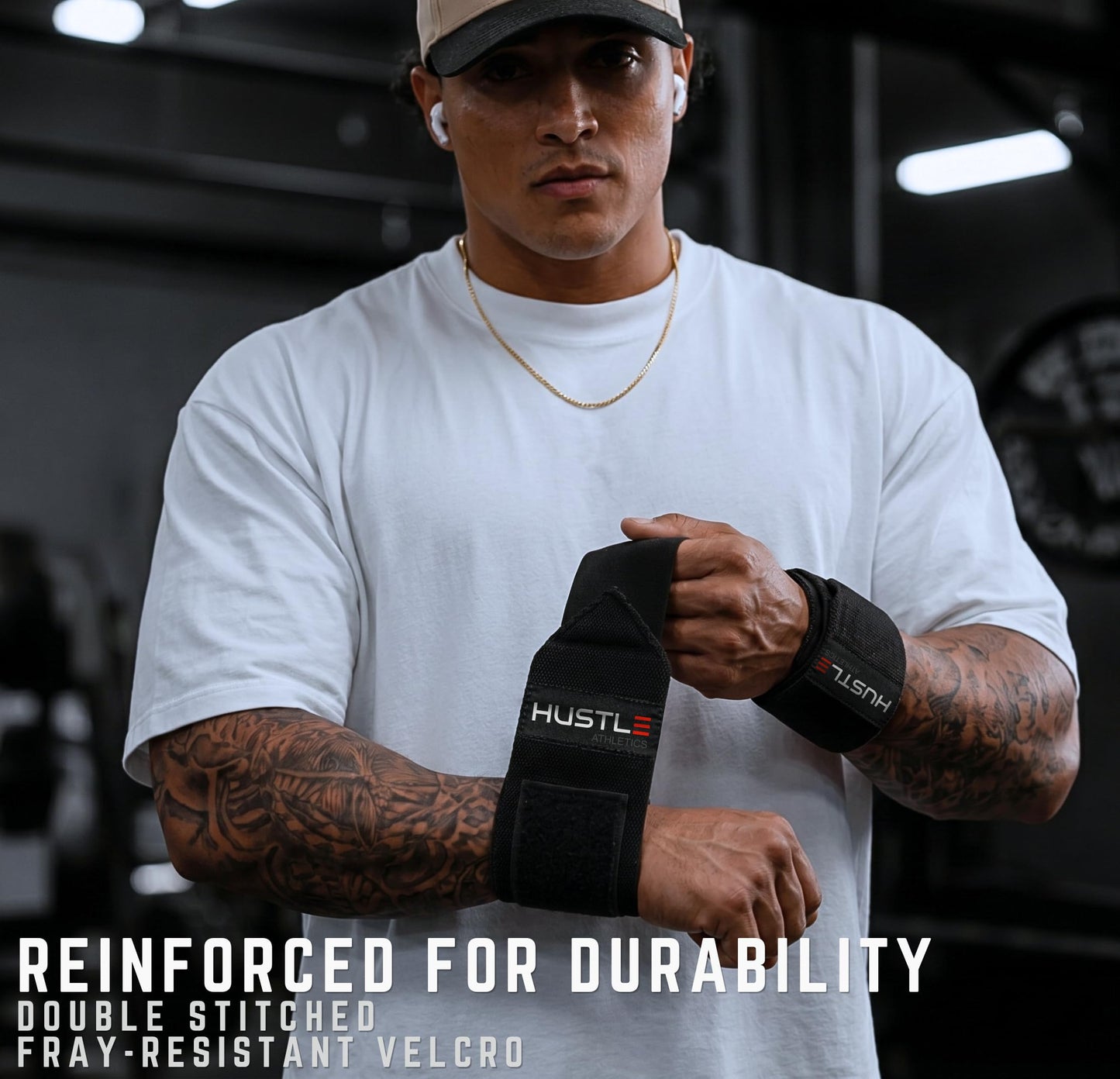 Hustle Athletics Wrist Wraps for Weightlifting - 18" & 12" Premium Wrist Support Weight Lifting Wraps to Lift Heavier & Train Harder - Heavy Duty Powerlifting & Bench Press Gym Straps for Men & Women