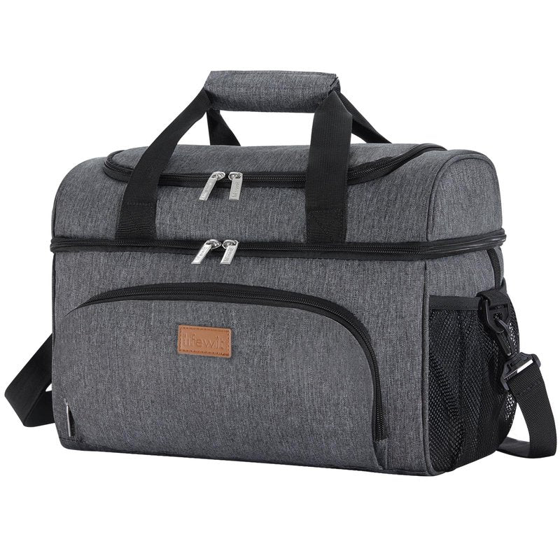 Lifewit Insulated Cooler Bag, 32 Can Large Leakproof Beach Cooler, Lightweight Portable Double Layer Soft-Sided Travel Ice Chest for Camping, Kayaking, Road Trips, Grocery Shopping, Dark Gray