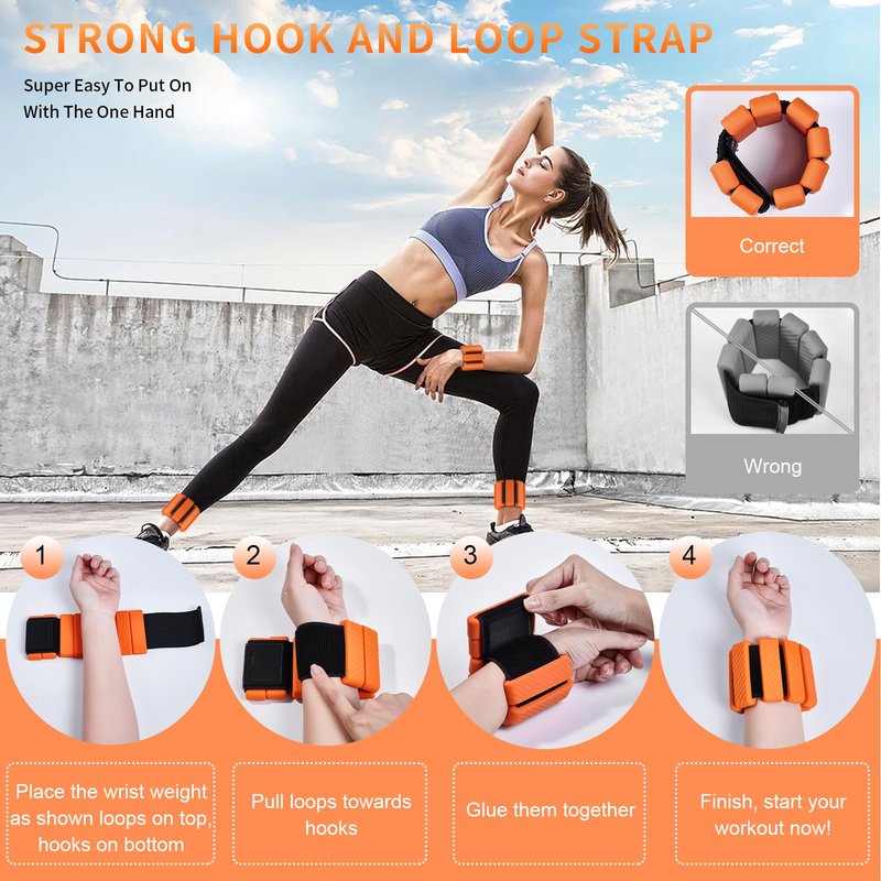 Pilates Wrist and Ankle Weights for Women, Adjustable 2 lbs Weighted Bangles for Men 1LB Each Arm Bands Foot Leg Weights for Walking Yoga Training Exercise Running Set of 2 (Pink)
