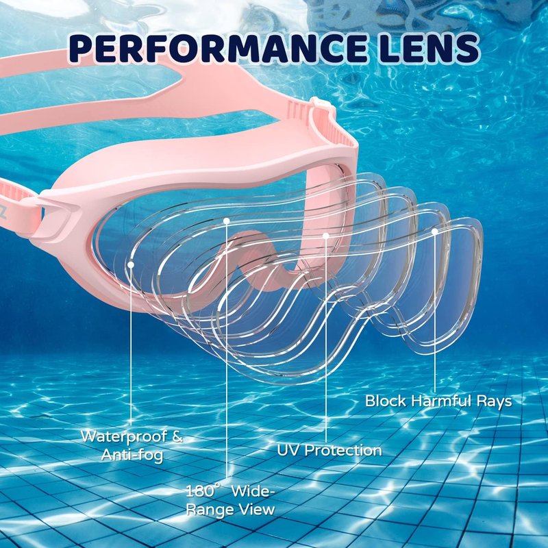Kids Swim Goggles - No Leak Anti-Fog UV Protection | Wide View Design for Ages 6-14