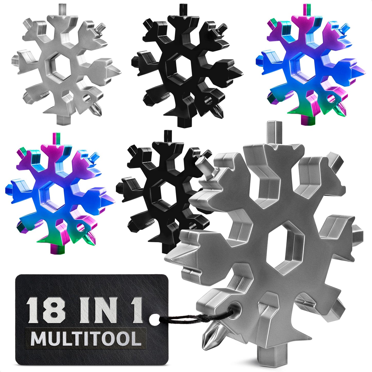 6Pcs Snowflake Multitool Stainless Steel - Camping Multi Tool Keychain Pocket Screwdriver Keychain 18 in 1 Snowflake Multi Tool - Multitool Screwdriver Survival Tools Multitool Keychain Screwdriver