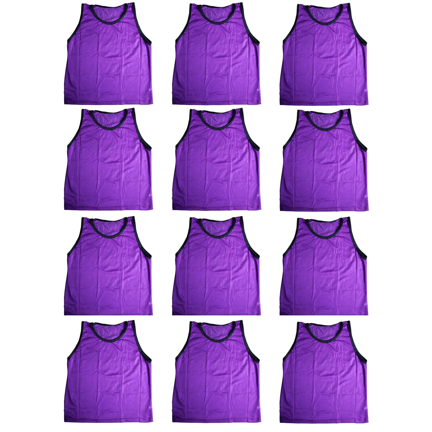 BlueDot Trading Youth Nylon Mesh Scrimmage Training Pinnie Vest for team practice for all kinds of sports soccer, football, basketball, Lacrosse, Purple, 12 Pack