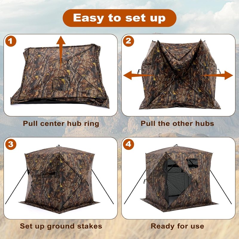 OLIXIS 270° See-Through Hunting Blind - 2-3 Person Pop-Up Camouflage Tent | Portable with Carrying Bag