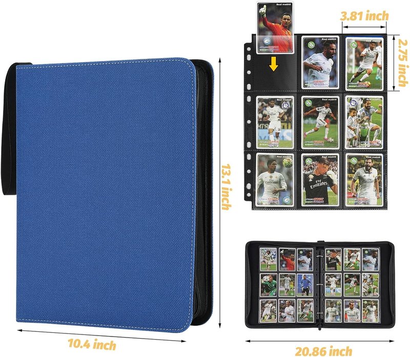 Germun 9 Pocket Card Binder - Premium Zip Trading Card Album for MTG, TCG & Sports Cards | 720 Double-Sided Pockets, Blue