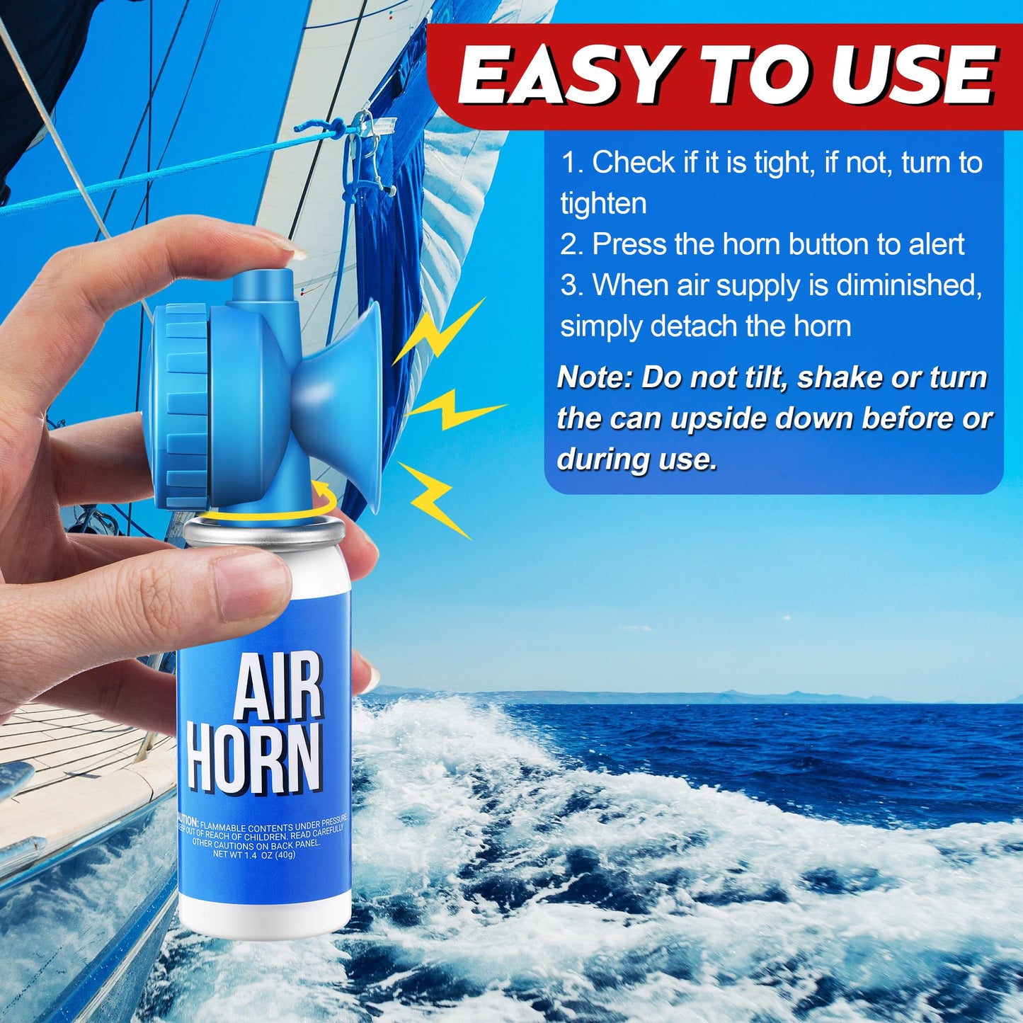 Saillong 6 Pack 1.4oz Marine Boat Air Horn, Loud Air Horns for Safety, Mini Small Blow Fog Bear Horn, Meet Coast Guard, Emergency Use for Marine Boating Sporting Events Outdoor Alarm