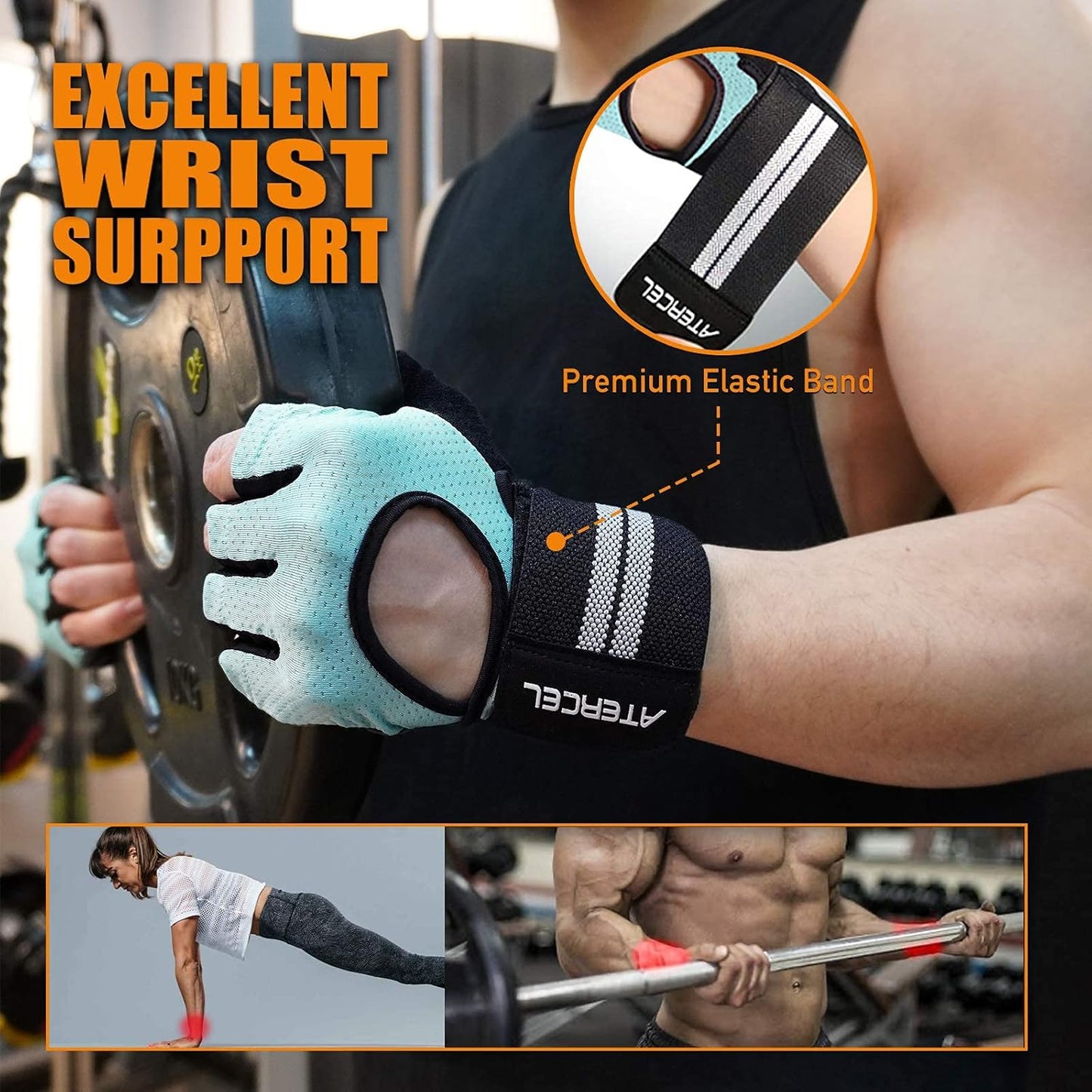 Weight Lifting Gloves - Breathable Workout Gloves with Wrist Support | Lightweight Full Palm Protection for Men & Women