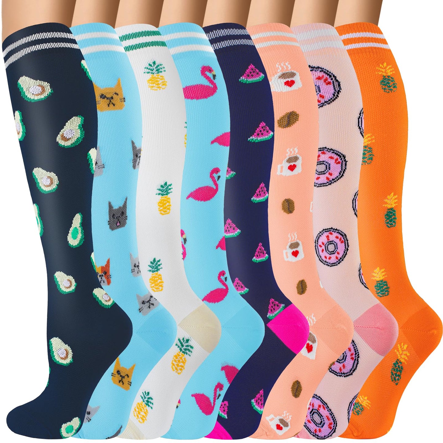 bropite Compression Socks for Women & Men 8 Pairs Circulation-Compression Socks 20-30 mmhg-Best for Running,Nurse,Travel,Yoga