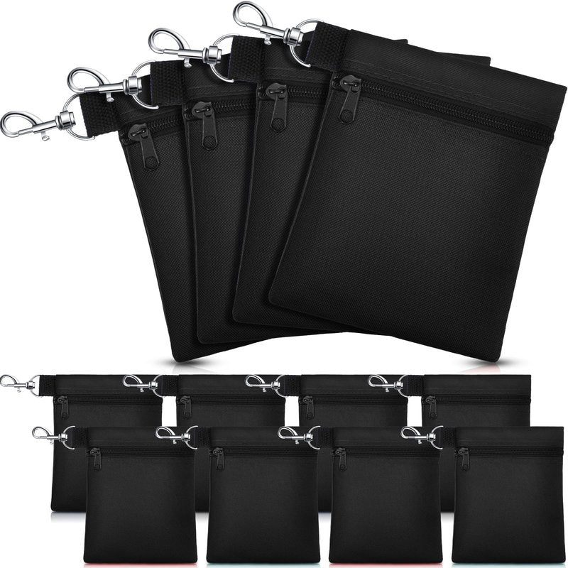 WILLBOND 12 Pcs Golf Tee Bag Holder Tee Pouch Golf Ball Carry Bag with Metal Lobster Claw Clip Multicolor Portable Accessories for Man Woman(Black)