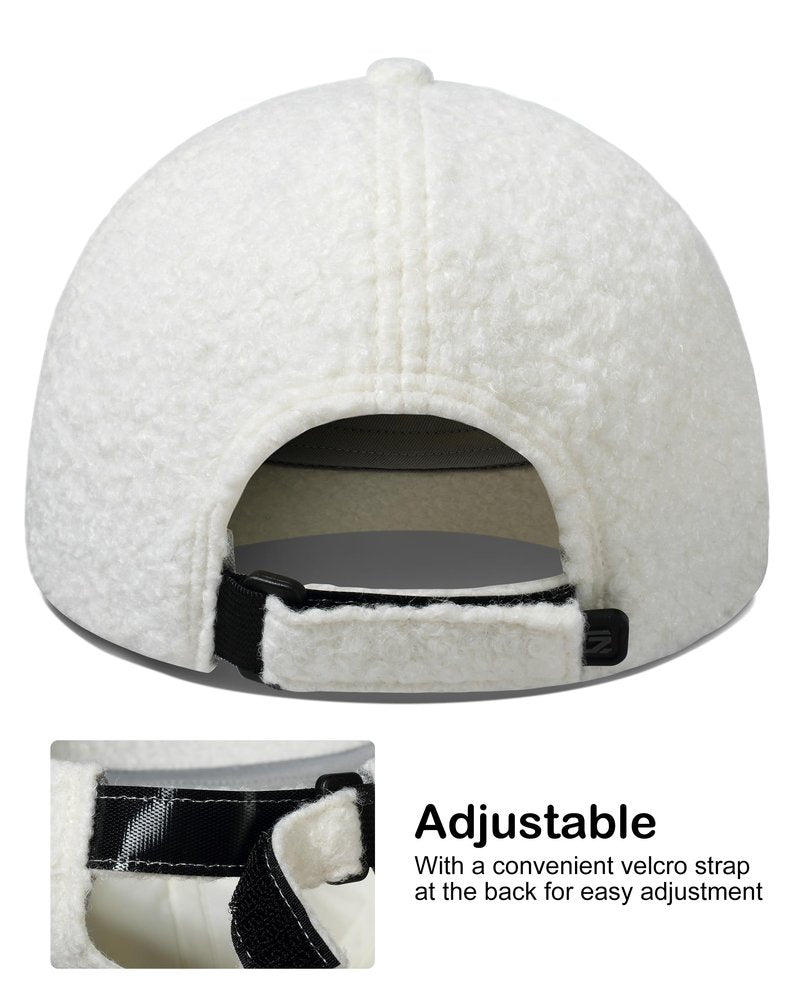 GADIEMKENSD Sherpa Fleece Winter Baseball Cap for Women Lamb Wool Solid Color Warm Baseball Cap, Unstructured Fluffy Teddy Fleece Womens Fall Hat for Outdoor Travel Hip-Hop Dance Beige