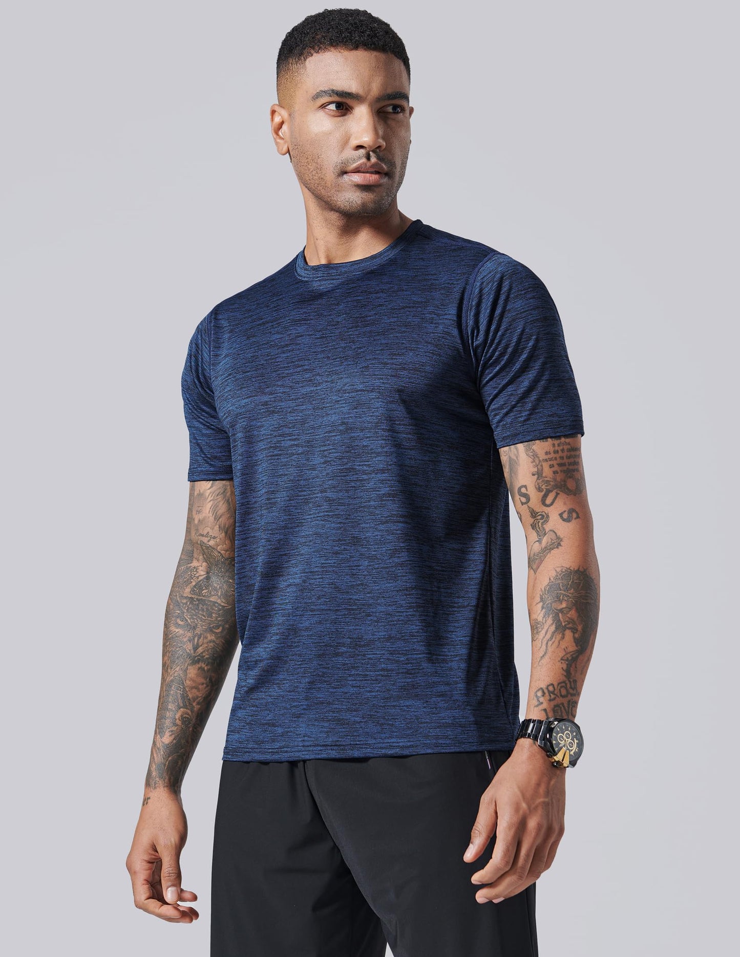 5 Pack Men’s Active Quick Dry Crew Neck T Shirts | Athletic Running Gym Workout Short Sleeve Tee Tops Bulk (Set 1, 4X-Large)