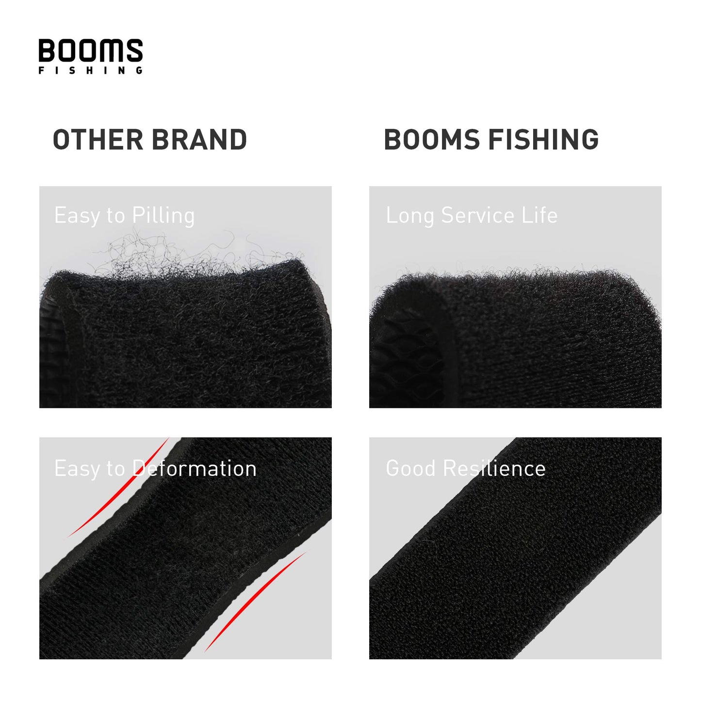 Booms Fishing RS3 Fishing Rod Wrap Pole Straps, Black 9.6" 6pcs