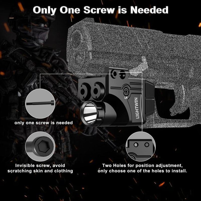 Green Laser Sight + Green Circular Laser Beams with 800 Lumens Flashlight for Pistols, 3 in1 Laser Light Combo, Tactical USB Rechargeable Laser Sight, Strobe & Steady Flashlight for Picatinny Rail