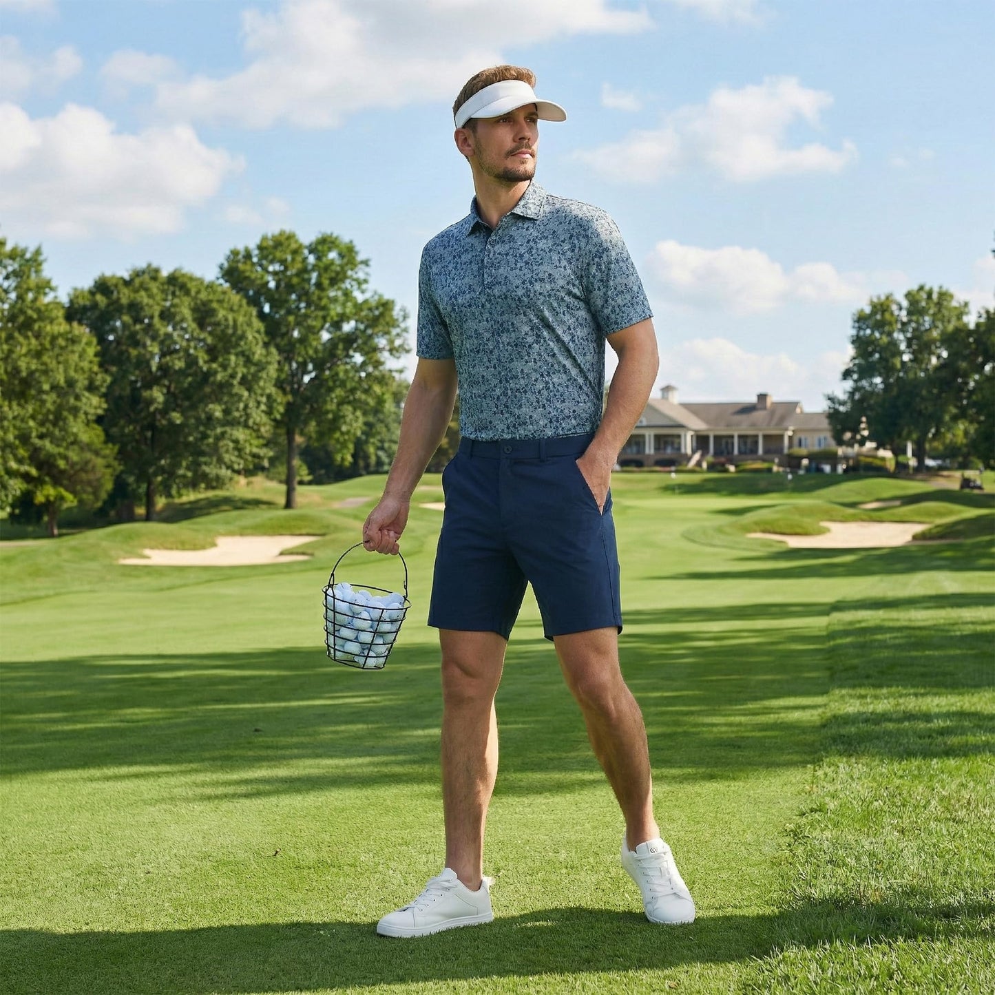 M MAELREG Golf Shirts for Men Dry Fit Print Patterns Performance Moisture Wicking Mens Polo Shirts Short Sleeve
