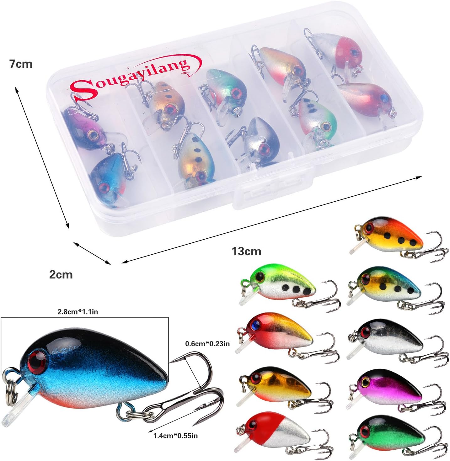 Sougayilang Fishing Lures - Life-Like Minnow VIB Bait with Treble Hook | Sinking Crankbait for Bass, Trout, Walleye