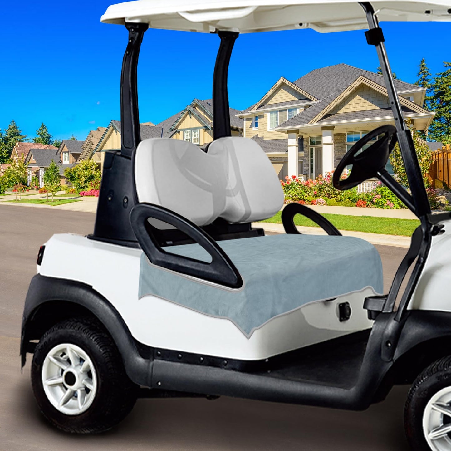 ENYORSEL Golf Cart Seat Covers, Breathable Golf Cart Seat Towel Blanket, Keeps Seats Dry & Comfortable in All Weather, Universal 51"x30" for EZGO, Yamaha, Club Car and More 2/4-seats Cart, Light Gray