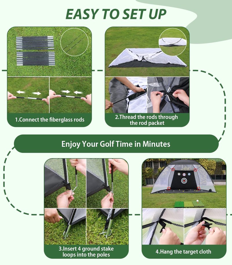 Golf Net, 10x7ft Golf Hitting Aid with Mat, Designed for Outdoor & Indoor Use, Practice Nets for Backyard Driving Real Balls, Ideal Gifts for Men Dad Husband & Golfers (10x7ft)