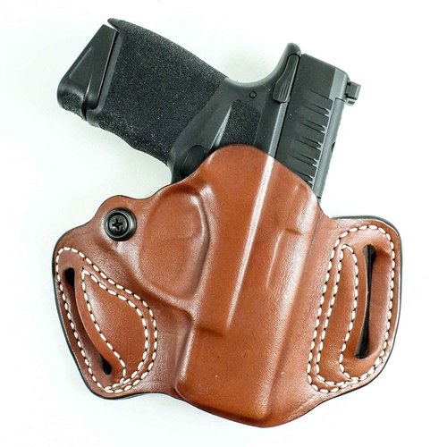 DeSantis Thumb Break Mini Slide Holster - Leather Holsters for Pistols, OWB Holster, Leather Pistol Holster, Adjustable, Compatible with Springfield Hellcat, Hellcat OSB - Right Hand Draw, Tan