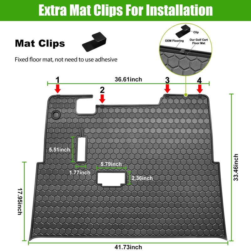 EZGO TXT Golf Cart Full Coverage Floor Liner Mat, fits EZGO TXT (1994+), Valor(1994+), Express S4(2012-2020), Cushman Workhorse, EX1(2020), Thick Anti-Slip Rubber, Black Trim