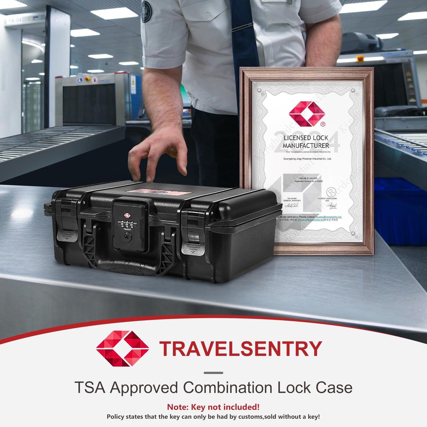 Kinghardcase TSA Gun Case for Handgun, TSA Approved Firearm Travel Case, Waterproof & Shock Proof Lockable handgun case, 10.6”*8.8”*4” Inches 9mm Pistol Case Hard Shell