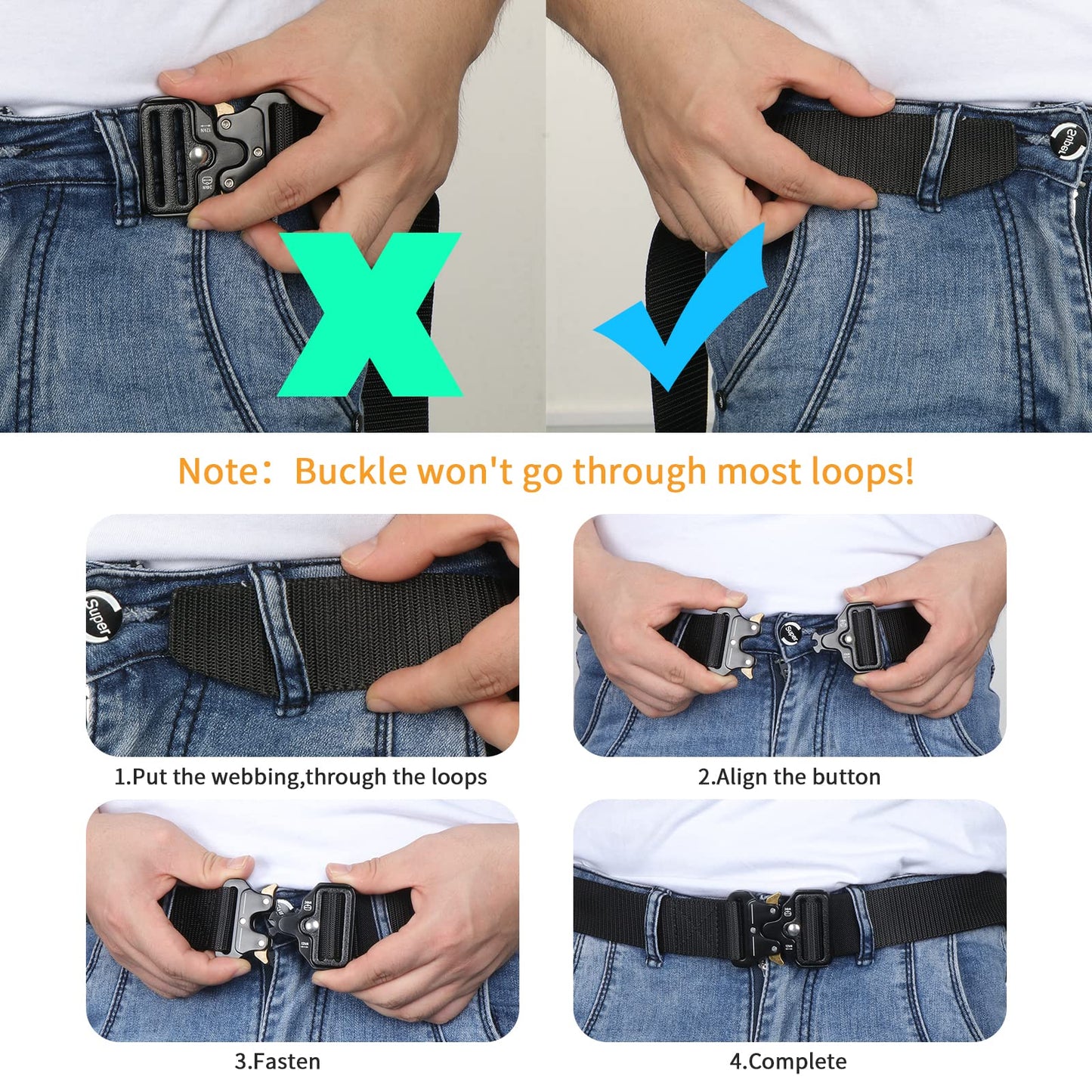 abcGoodefg 2 Pack Work Belt, Military Style Tactical Belts for Men, Quick-Release Metal Buckle with Molle Key Ring Holder & EDC Pouch