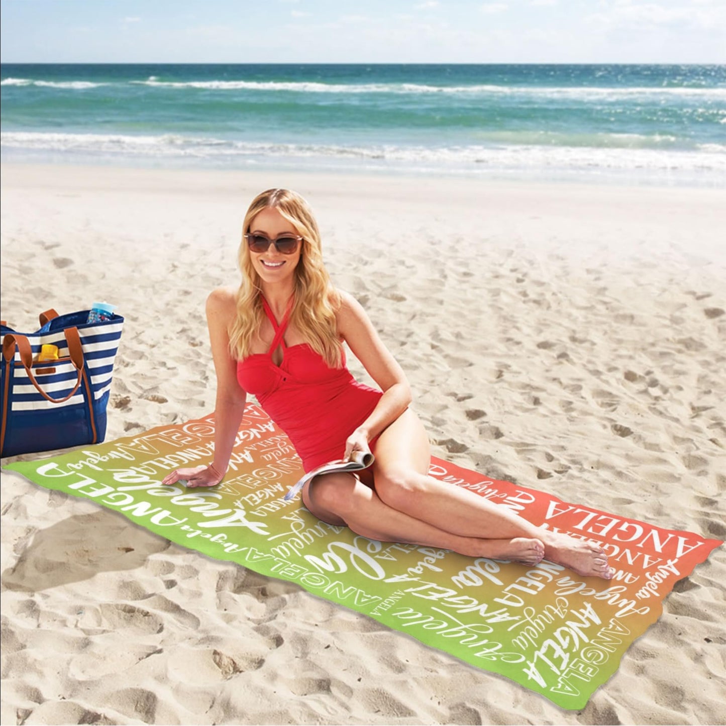 Esmtuaij Personalized Beach Towels for Kids and Adults, Custom Beach Towels with Name, Custom Quick-Drying Travel & Pool & Beach Towels,Customized Gifts for Women & Men & Children