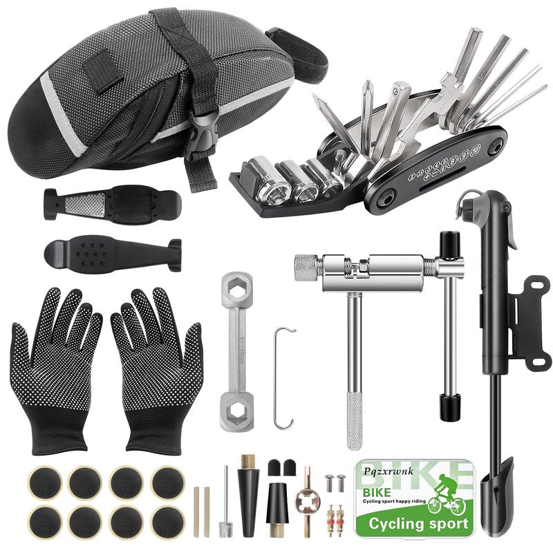 Ultimate 27-Piece Bike Repair Kit - Roadside Emergency Savior with 120PSI Mini Pump (Fits Presta & Schrader), 16-in-1 Multitool & Glue-Free Tire Patch, Pro Set for Road & Mountain Bikes