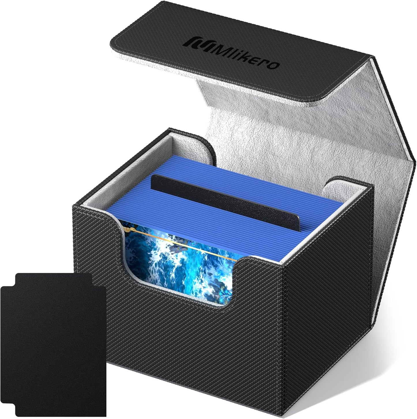 Card Deck Box - Holds 100+ Double-Sleeved Cards with Leather Magnetic Closure | MTG & TCG Compatible (Black)