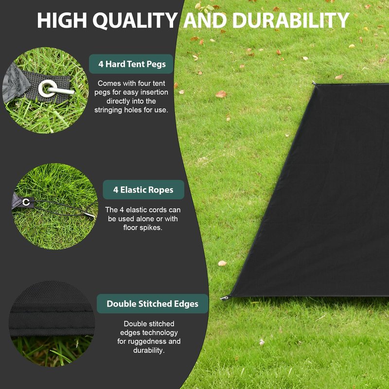 KRUI Tent Footprint, Waterproof Camping Tarp, Durable Tent Floor Saver for Hiking, Backpacking, Hammock, Beach and Picnic, Suitable for 2 People