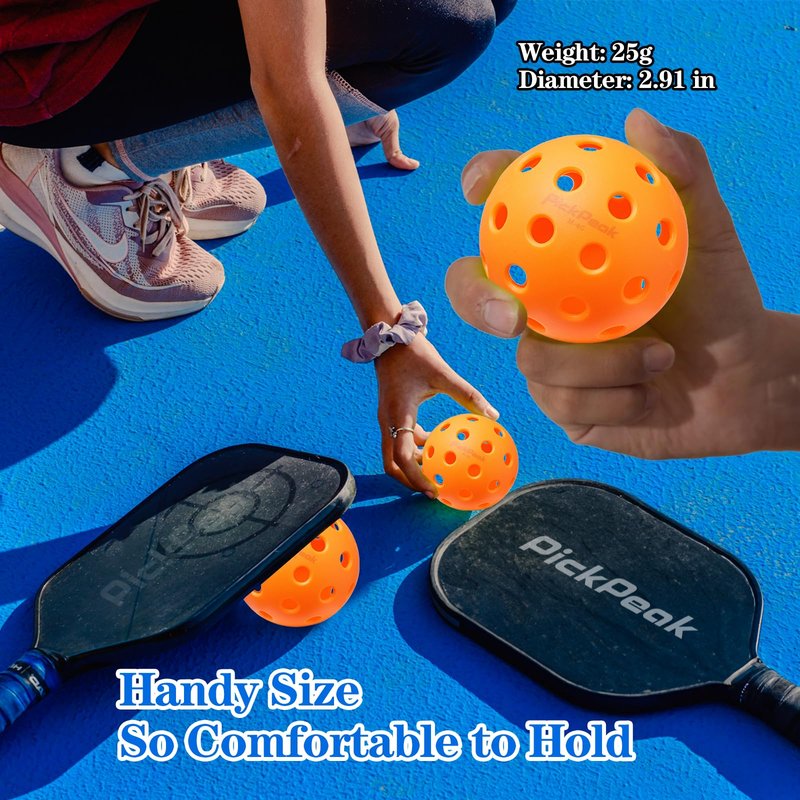 PickPeak Outdoor Pickleball Balls, 4 Pack| 12 Pack 40 Holes Premium Pickle Balls 2024 Quiet Pickleballs for All Levels Sport Durable and High Visibility Ball Usapa Standard Orange