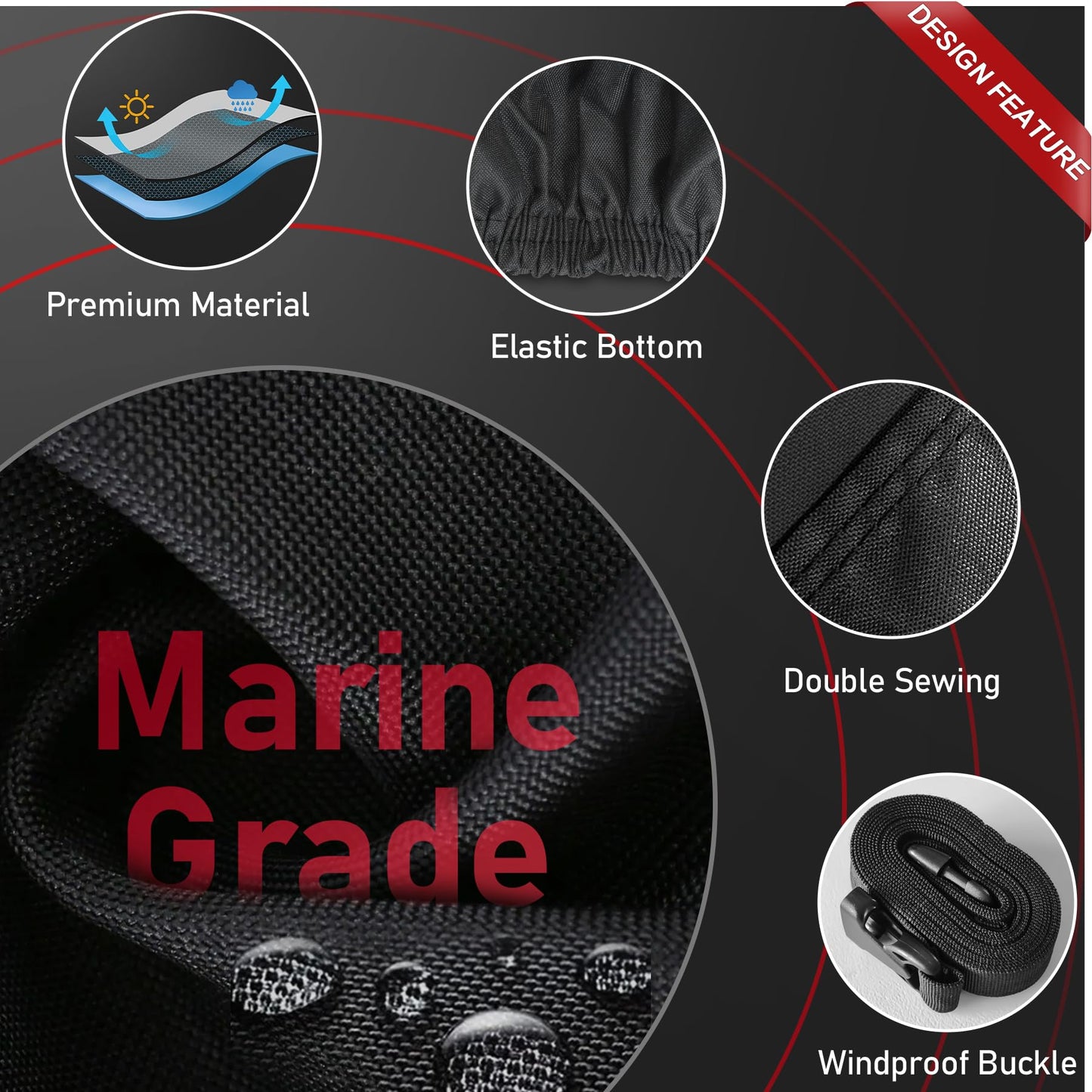Comnova Boat Cover 16-18.5 FT - Marine Grade Trailerable Boat Cover Heavy Duty & Waterproof - Fit 16 to 18.5ft V-Hull, Tri-Hull, Fishing Boats, Runabout, Bowrider, Fish & Ski and Pro-Style Bass Boats