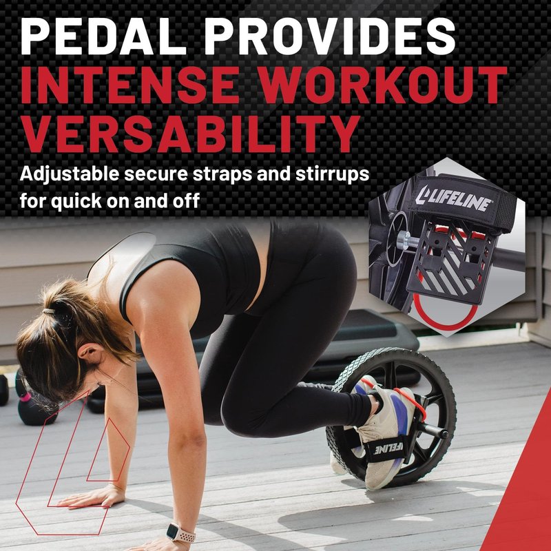 Lifeline Fitness Power Wheel Full Body Workout Ab Roller, Functional Full Body Ab Roller Wheel, Upper/Lower Body Workout, Home Workout Equipment with Foot Straps