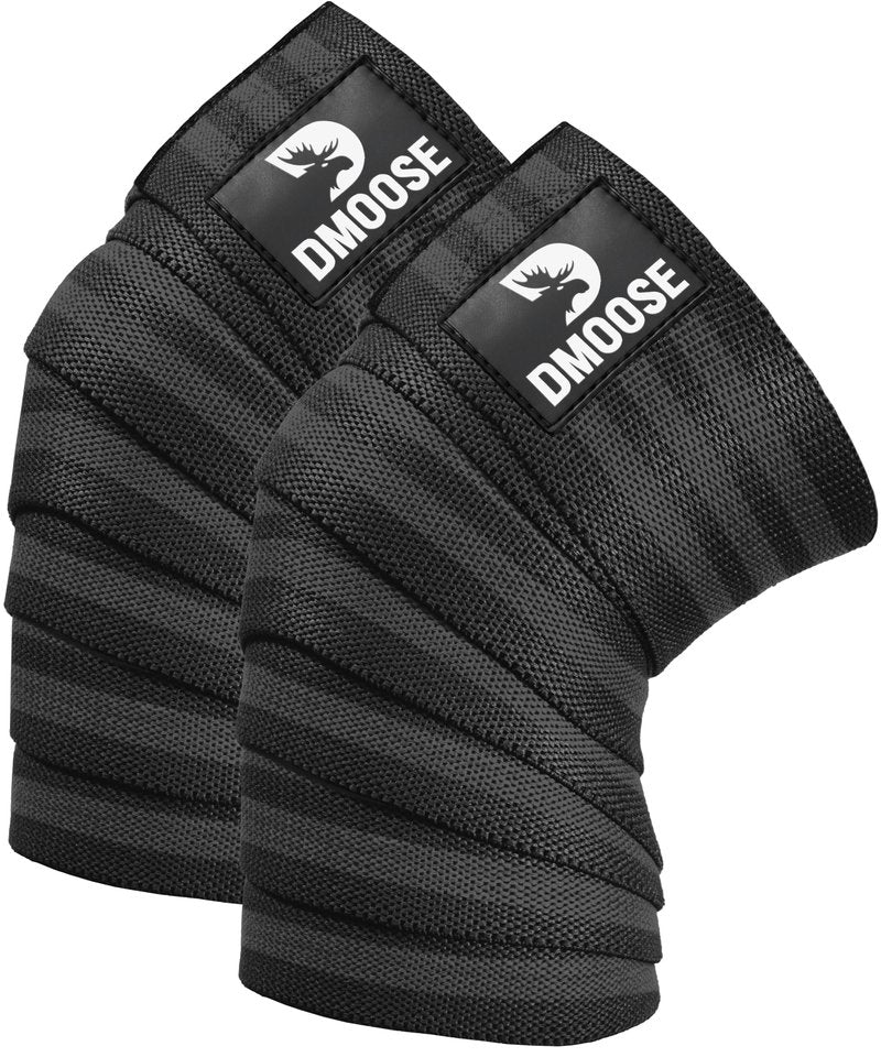 DMoose Fitness Knee Sleeves for Weightlifting (Pair) 78” Knee Wraps for Joint Support, Squats & Powerlifting - Gym Brace Straps for Joint Stability & Pain Relief, USPA & IPL Approved for Men and Women
