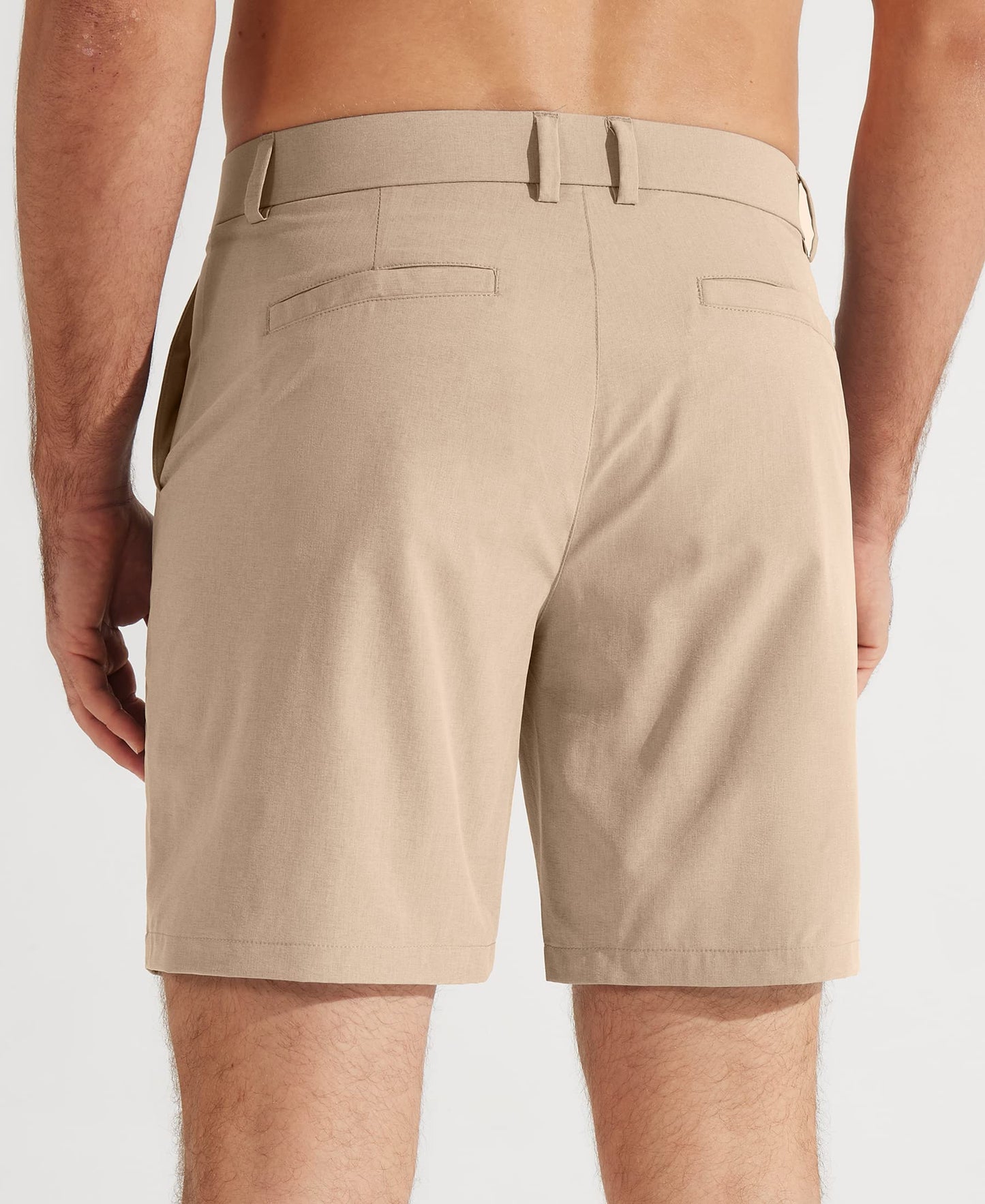 Libin Men's Golf Shorts 7" Work Dress Shorts Casual Flat Front Hybrid Short Lightweight Quick Dry Water Resistant, Khaki, Size 32