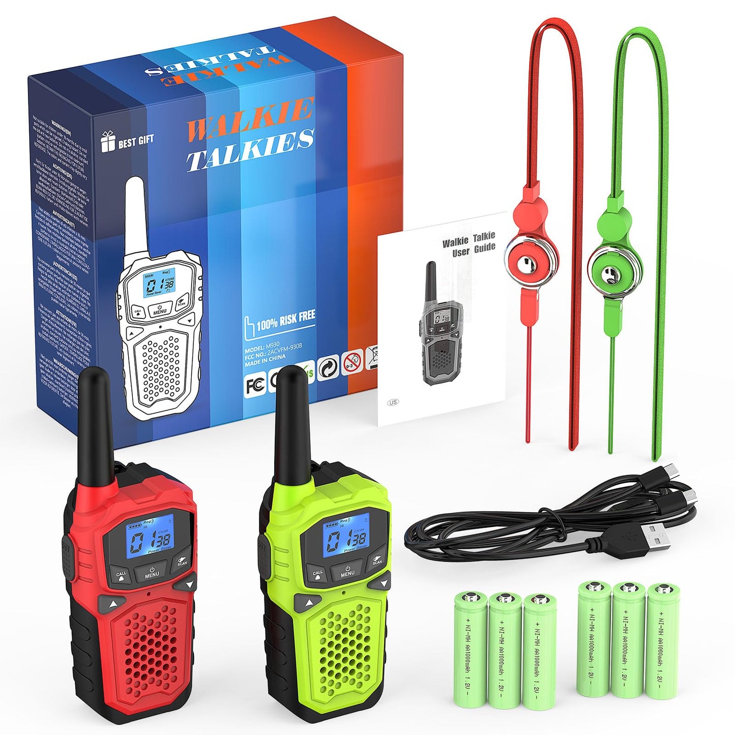 Walkie Talkies for Adults- WokTok Long Range Two Way Radio for Camping Hiking Hand Held Hiking Accessories Camping Gear Xmas Birthday Gift for Kids,SOS Siren,NOAA Weather Alert,2 Radios