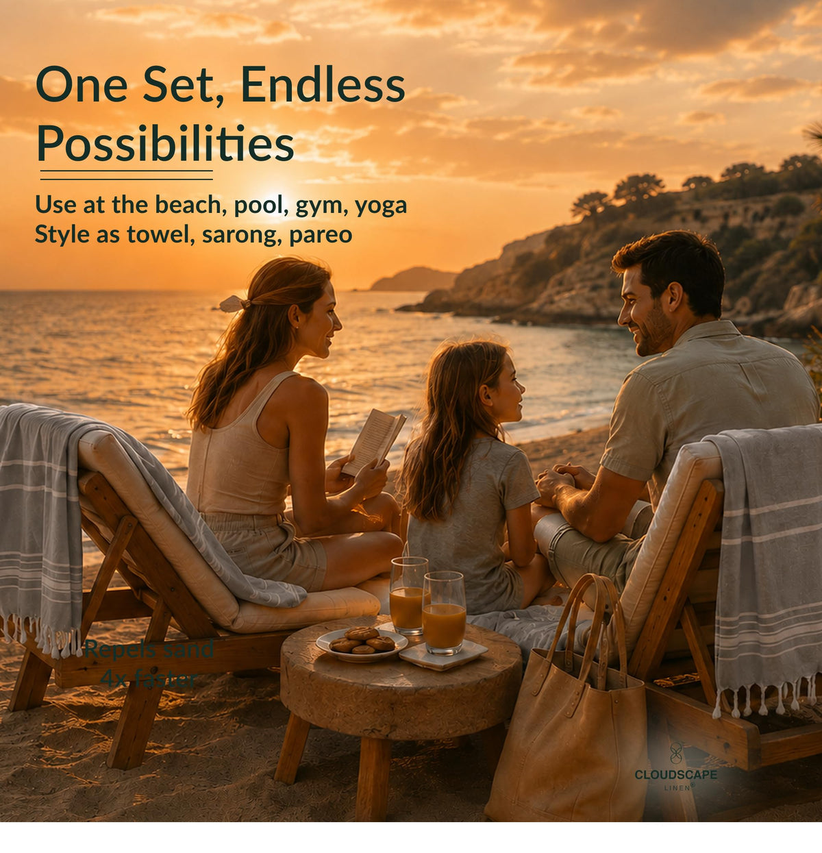 CSL Oversized Beach Towels 6 Pack 39x71, Sand Free, High Absorbent, Multi 1