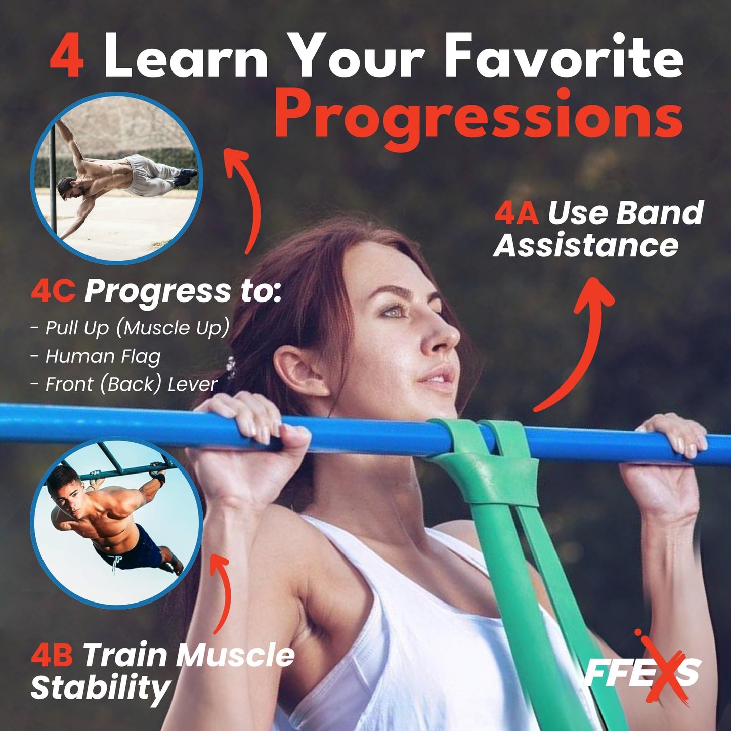 FX FFEXS/Pull up Assistance Bands Set - Pull up Resistance Bands for Men & Women - Elastic Pull up Bands for Working Out & Fitness & Stretch - Pull up Assist Power Bands