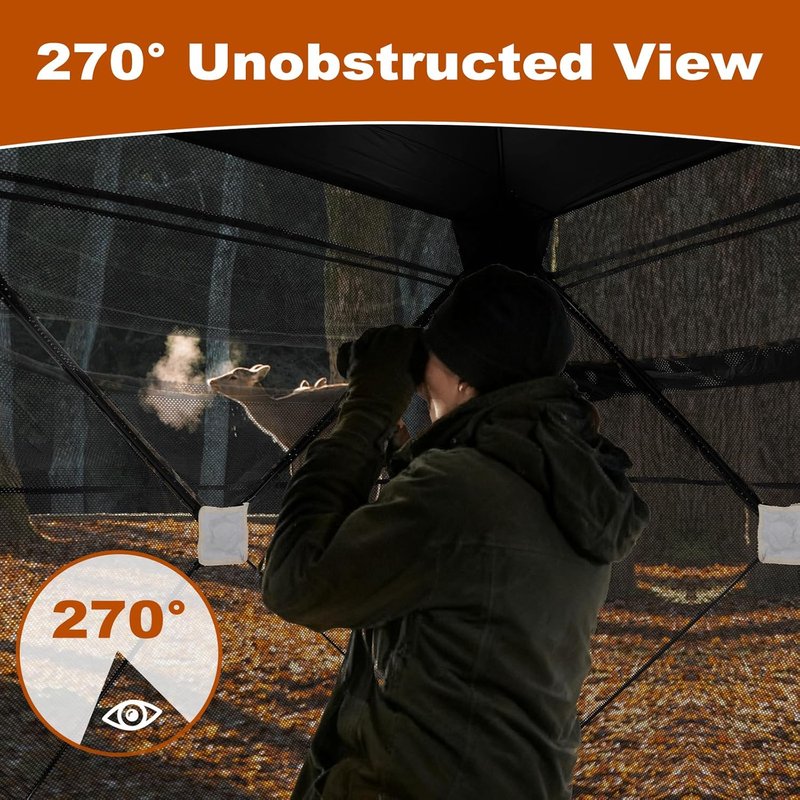 OLIXIS 270° See-Through Hunting Blind - 2-3 Person Pop-Up Camouflage Tent | Portable with Carrying Bag
